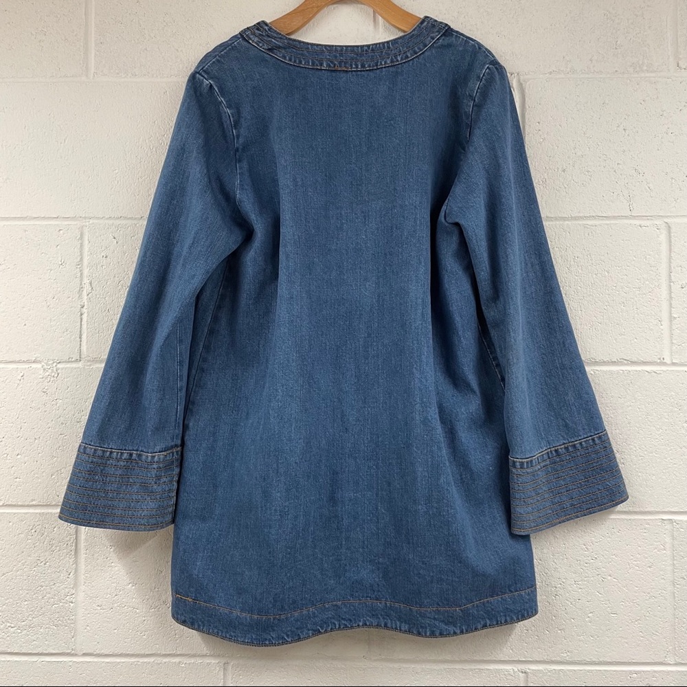 🚨SOLD🚨Free People Dreaming of Denim Bell Sleeve Tunic Top in Hendrix Blue - Picture 4 of 12